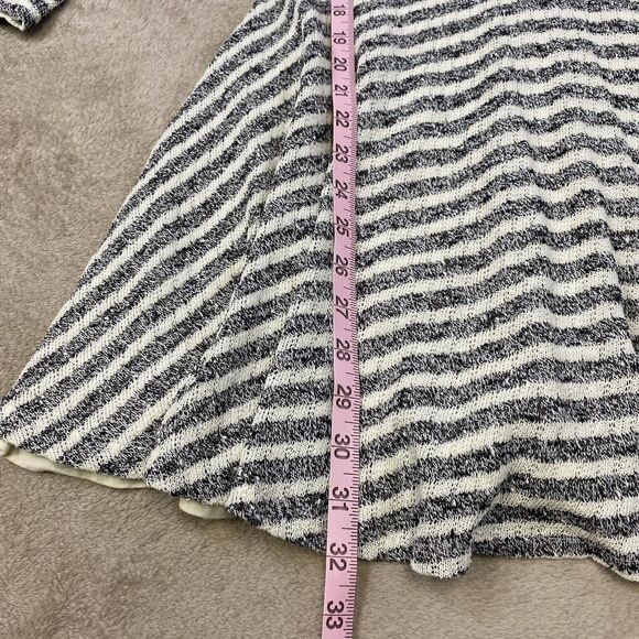 Free People Gray Ivory Striped Faux Wrap V Neck V Back Maverick Dress Small - Picture 8 of 14